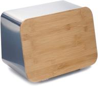 alhom stainless steel bread box set with bamboo cutting board lid and bread rack - 14.5x9x9 inches логотип