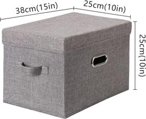 img 3 attached to YYjop Linen Storage Bins with Lids: Foldable Boxes for Home, Bedroom, and Office Organization