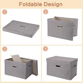 img 1 attached to YYjop Linen Storage Bins with Lids: Foldable Boxes for Home, Bedroom, and Office Organization