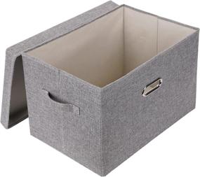 img 4 attached to YYjop Linen Storage Bins with Lids: Foldable Boxes for Home, Bedroom, and Office Organization