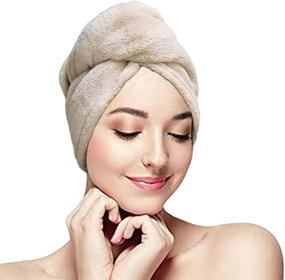 img 4 attached to 🛀 Ninad Women's Hair Towel Wrap - Highly Absorbent Hair Turban for Wet Hair, Extra Thick Coral Velvet Quick-Drying Towels with Convenient Buttons, Lightweight and Soft Hair Cap for Shower and Bath