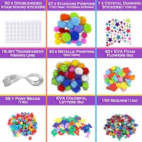 img 2 attached to 🎨 550+ Piece MOISO Mega Kids Crafts and Art Supplies Set - Bracelet Making Kit with Glitter Glue, Construction Paper, Popsicle Sticks, Google Eyes, Pipe Cleaners