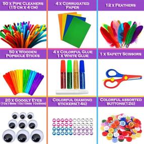 img 3 attached to 🎨 550+ Piece MOISO Mega Kids Crafts and Art Supplies Set - Bracelet Making Kit with Glitter Glue, Construction Paper, Popsicle Sticks, Google Eyes, Pipe Cleaners