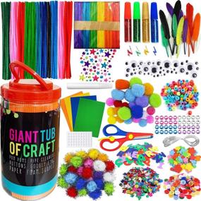 img 4 attached to 🎨 550+ Piece MOISO Mega Kids Crafts and Art Supplies Set - Bracelet Making Kit with Glitter Glue, Construction Paper, Popsicle Sticks, Google Eyes, Pipe Cleaners