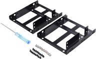 snanshi ssd mounting bracket 2 pack: dual 2.5 to 3.5 adapter for pc ssd hdd - metal mounting bracket holder logo