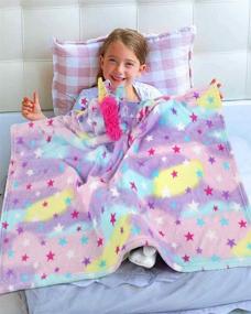 img 1 attached to 🦄 Hooded Unicorn Blanket: Cozy and Cute Rainbow Plush Bathrobe for Girls - Perfect Sleep or Pretend Play Gift