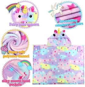 img 2 attached to 🦄 Hooded Unicorn Blanket: Cozy and Cute Rainbow Plush Bathrobe for Girls - Perfect Sleep or Pretend Play Gift