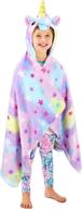 🦄 hooded unicorn blanket: cozy and cute rainbow plush bathrobe for girls - perfect sleep or pretend play gift logo