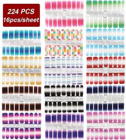 img 3 attached to Glitter Gradient Color Shine Nail Stickers - Set of 14 Sheets | Full Wraps Polish Stickers 💅 | Adhesive Decals for Nail Art | Tips Stickers Strips | Self-Adhesive Nail Art Sets for Women and Girls