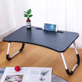 img 1 attached to Versatile Foldable Laptop Bed Table, Multifunctional Lap Desk Bed Tray for Laptop and Writing, Portable Folding Laptop Stand Desk for Bed & Sofa, Breakfast Serving Tray for Watching Movies or Personal Dining Table