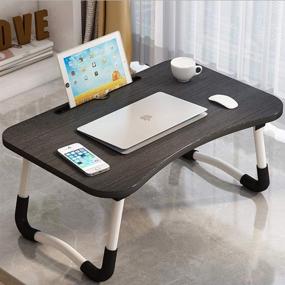 img 4 attached to Versatile Foldable Laptop Bed Table, Multifunctional Lap Desk Bed Tray for Laptop and Writing, Portable Folding Laptop Stand Desk for Bed & Sofa, Breakfast Serving Tray for Watching Movies or Personal Dining Table