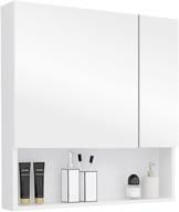 🚪 28x24 inch white mirror medicine cabinets with double doors | bathroom storage cabinets | space aluminum | waterproof & rust-resistant | recess or surface mount logo