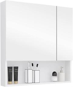 img 4 attached to 🚪 28x24 inch White Mirror Medicine Cabinets with Double Doors | Bathroom Storage Cabinets | Space Aluminum | Waterproof & Rust-Resistant | Recess or Surface Mount
