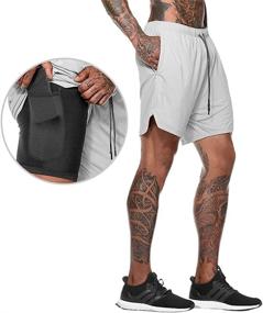 img 2 attached to Premium 2-in-1 Mens Running Shorts with Phone Pocket - Perfect for Athletic Training and Gym Workouts, Quick Dry Fabric