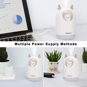 img 2 attached to 🌬️ UODBUYO Portable Cool Mist Humidifier - USB Mini Air Humidifier with 10 Pcs Humidifier Sticks and 7 Color Night Light - Ideal for Bedroom, Office Desk, Car, and Travel (White)