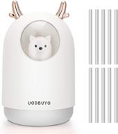 🌬️ uodbuyo portable cool mist humidifier - usb mini air humidifier with 10 pcs humidifier sticks and 7 color night light - ideal for bedroom, office desk, car, and travel (white) logo