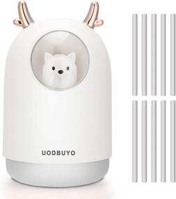 img 4 attached to 🌬️ UODBUYO Portable Cool Mist Humidifier - USB Mini Air Humidifier with 10 Pcs Humidifier Sticks and 7 Color Night Light - Ideal for Bedroom, Office Desk, Car, and Travel (White)