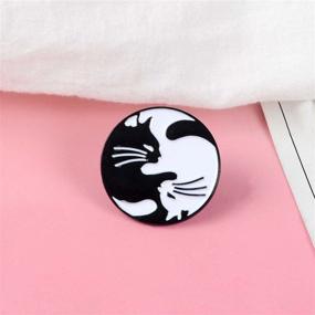img 1 attached to Cute Alloy Enamel Brooch: Black and White Cat Hug Design for Bookbags - Backpack Pins, Denim Bag Accessories