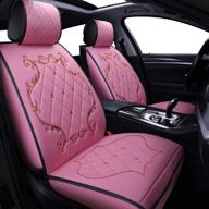 skysep crown car seat covers - fully surrounded queen seat, winter pink leather seats car, pu leather and 3d breathable fabric logo