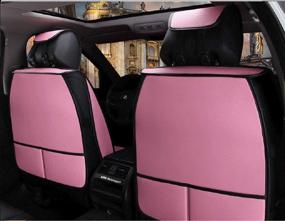 img 2 attached to Skysep Crown Car Seat Covers - Fully Surrounded Queen Seat, Winter Pink Leather Seats Car, PU Leather and 3D Breathable Fabric