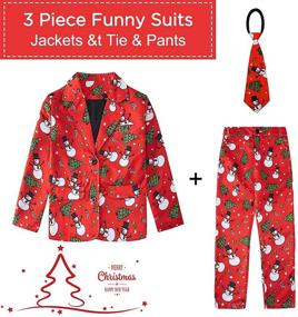 img 2 attached to 👔 Stylish & Hilarious Lovekider Boys Christmas Suit: Slim Fit 3-Piece Tuxedo Set (7-12T)