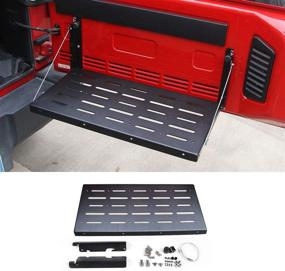 img 4 attached to 🚙 Convenient Foldable Table Cargo Shelf for Jeep Wrangler JK JKU - Black (2007-2018)