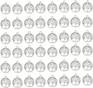 🌳 50-pack tree of life charms for jewelry making - silver mixed smooth tibetan metal pendants for diy necklace bracelet crafting logo