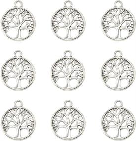 img 2 attached to 🌳 50-Pack Tree of Life Charms for Jewelry Making - Silver Mixed Smooth Tibetan Metal Pendants for DIY Necklace Bracelet Crafting