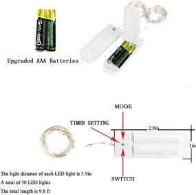 img 3 attached to ✨ ZNYCYE 10 Pack 10ft 30 LED Mason Jar String Lights with Timer & Waterproof Design - Upgraded Battery Operated Fairy Lights for DIY Wedding Party, Christmas Decorations & Mason Jars - Warm White (Includes Batteries)