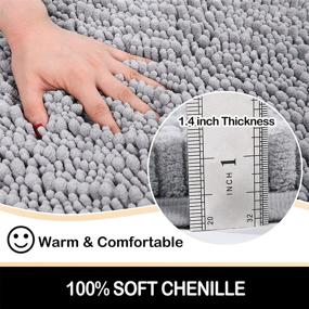 img 3 attached to 🛁 Полотенце для ванной комнаты Arotive Luxury Chenille - очень мягкое, толстое, поглощающее, пушистый ворс - антискользящее, можно стирать в машинке и сушить, плюшевый коврик для ванной, душа, ванны - светло-серый (17''x24'')