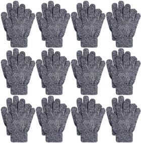 img 4 attached to 🧤 Cooraby 12 Pairs Kids Winter Gloves: Knitted Warm Full Fingers Gloves for Boys or Girls - Ultimate Winter Protection