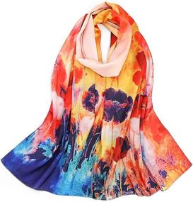 img 4 attached to 🧣 EVQ Mulberry Silk Long Scarf - Luxury Floral Satin Oblong Silky Scarves for Women