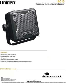 img 3 attached to 🔈 Uniden (BC15) Bearcat 15-Watt External Communications Speaker - Durable Rugged Design, Ideal for Enhancing Uniden Scanners, CB Radios, and Other Communications Receivers, in Sleek Black