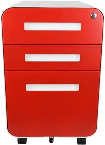 img 3 attached to 🗄️ Glide-RD Steel 3-Drawer Locking Mobile File Cabinet for Letter/Legal Size - Assembled, Red | Bindertek