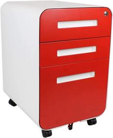 img 4 attached to 🗄️ Glide-RD Steel 3-Drawer Locking Mobile File Cabinet for Letter/Legal Size - Assembled, Red | Bindertek