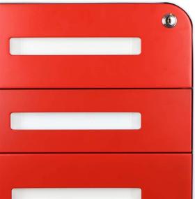 img 1 attached to 🗄️ Glide-RD Steel 3-Drawer Locking Mobile File Cabinet for Letter/Legal Size - Assembled, Red | Bindertek