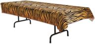 🧡 beistle 54063 tiger print table cover - orange/tan/black (3-pack) logo