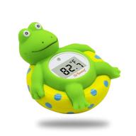 doli yearning baby bath thermometer: green frog shape, room temperature with fahrenheit and celsius, ensuring kids' bathroom safety - plus, fun bath toys! logo