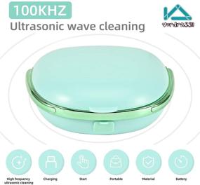img 1 attached to 💙 Portable VORDRASSIL Ultrasonic Contact Lens Cleaner Machine with USB Charger - for Disposal Soft, Colored, RGP, and OK Lenses (Blue)