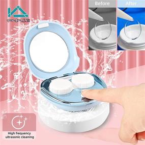 img 2 attached to 💙 Portable VORDRASSIL Ultrasonic Contact Lens Cleaner Machine with USB Charger - for Disposal Soft, Colored, RGP, and OK Lenses (Blue)