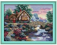 🌸 beautiful garden stamped cross stitch kit - diy art crafts & sewing needlepoints for home decor logo