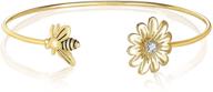 🦋 lazluvu 18k gold angel wings cross butterfly necklace bracelets: exquisite sunflower bee bangle & blue crystal necklaces for women - perfect christmas jewelry gift for girls logo