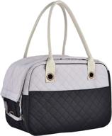 mg collection stylish 2 tone quilted soft sided travel pet carrier tote hand bag: perfect for small to medium-sized cats, dogs, and puppies логотип