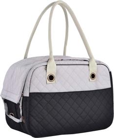 img 4 attached to MG Collection Stylish 2 Tone Quilted Soft Sided Travel Pet Carrier Tote Hand Bag: Perfect for Small to Medium-Sized Cats, Dogs, and Puppies