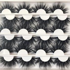 img 4 attached to 👁️ Full Volume 8D Handmade 25mm Mink Lashes - Long Dramatic Eyelashes, Luxurious Soft and Thick Pack of 12 Pairs, Reusable Crossed Lashes