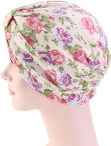 img 1 attached to 🎀 DuoZan Cotton Turbans with Satin Lining - Double-Layered Chemo Cap and Sleep Bonnet