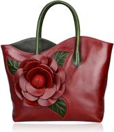 👜 stylish and luxurious pijushi genuine leather purses: perfect top handle flower handbag for women logo