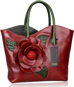 img 3 attached to 👜 Stylish and Luxurious PIJUSHI Genuine Leather Purses: Perfect Top Handle Flower Handbag for Women