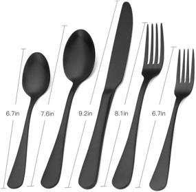 img 3 attached to Premium Matte Black Silverware Set - 20-Piece Stainless Steel Flatware Collection for Home and Restaurant Use