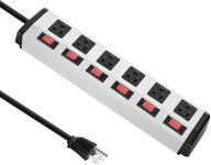 🔌 heavy duty power strip: wall mount outlet with switch - for commercial, industrial, school, and home use | 15a 125v 1875w, 6 ft power cord included logo